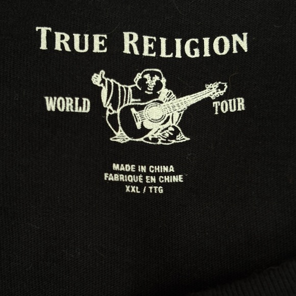 True Religion Black Crop Top with faux leather stripes XL - Picture 9 of 12